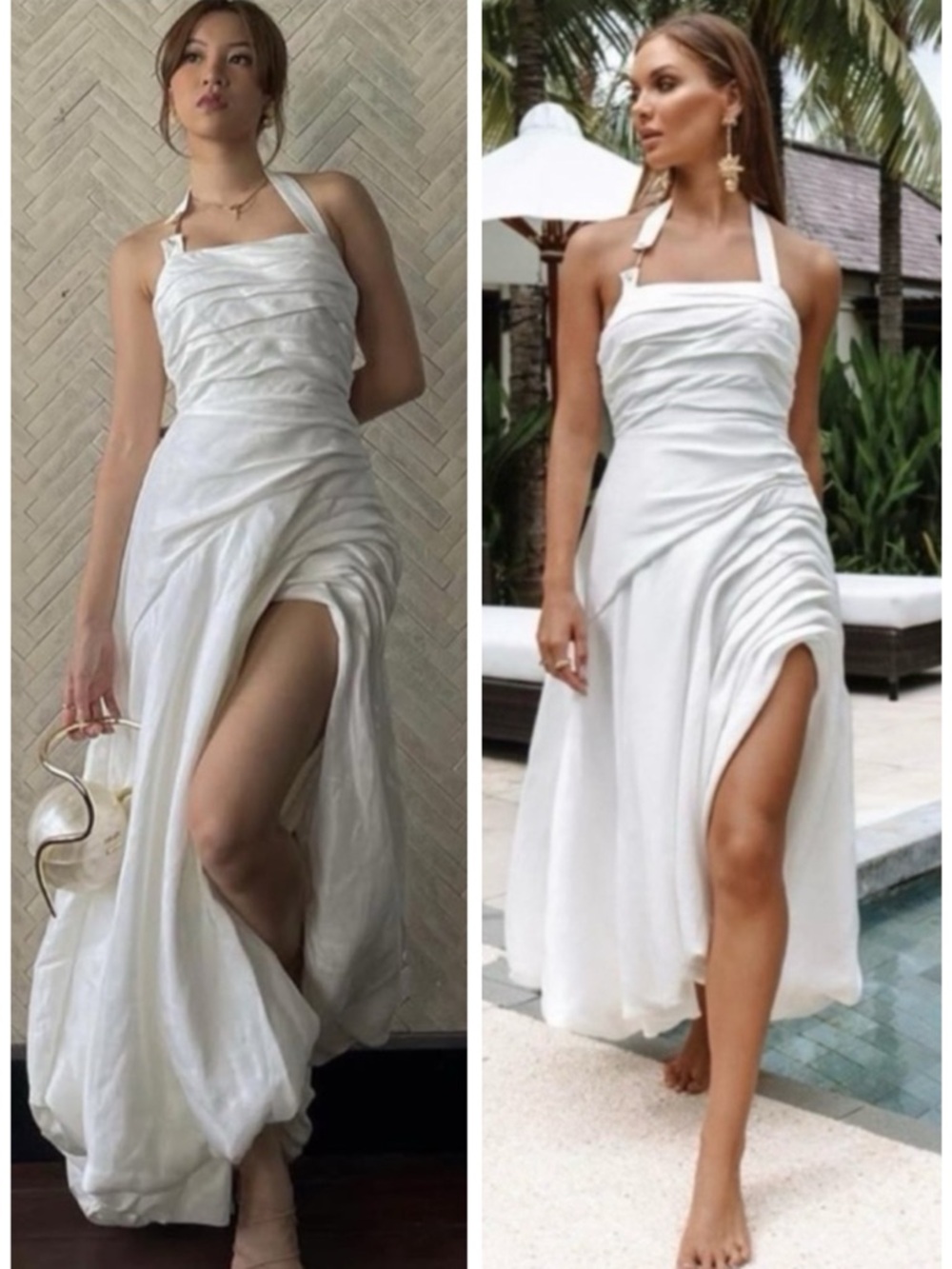 AJE Mika Draped Split White Midi Dress SZ US 4, AU 8